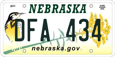 NE license plate DFA434