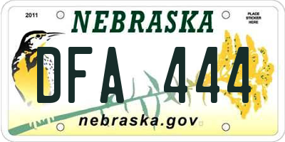 NE license plate DFA444