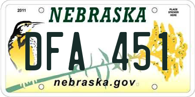 NE license plate DFA451