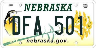 NE license plate DFA501