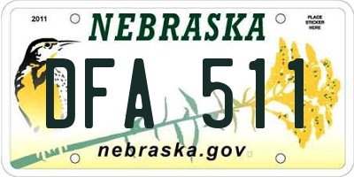 NE license plate DFA511