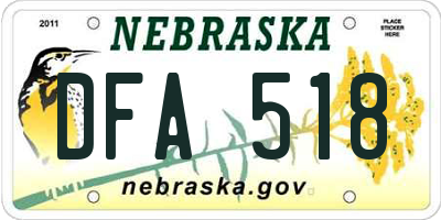 NE license plate DFA518