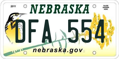 NE license plate DFA554
