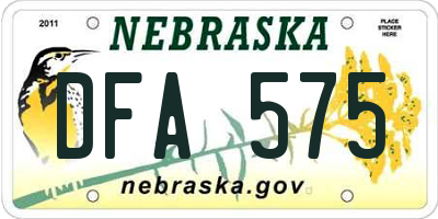 NE license plate DFA575