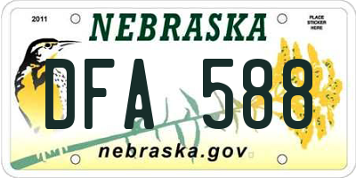 NE license plate DFA588