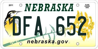 NE license plate DFA652