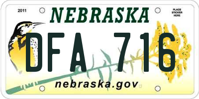 NE license plate DFA716