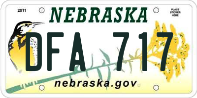 NE license plate DFA717