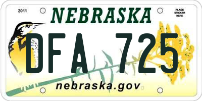 NE license plate DFA725