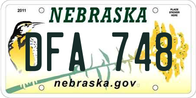 NE license plate DFA748