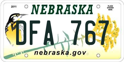 NE license plate DFA767