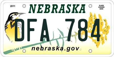NE license plate DFA784