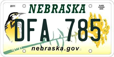 NE license plate DFA785