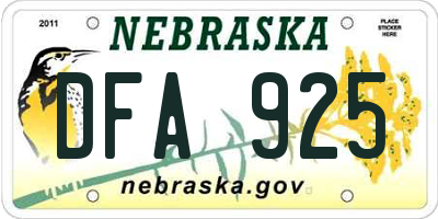 NE license plate DFA925