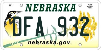 NE license plate DFA932