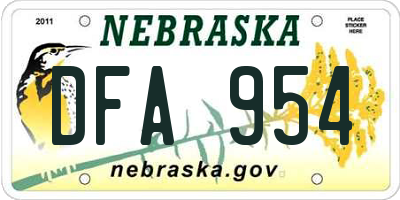 NE license plate DFA954