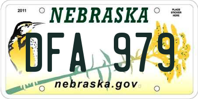 NE license plate DFA979