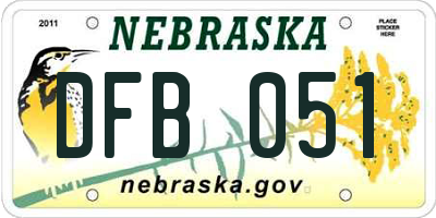 NE license plate DFB051
