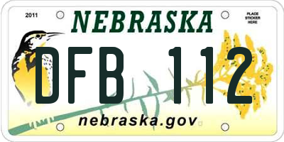NE license plate DFB112