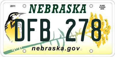 NE license plate DFB278