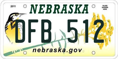 NE license plate DFB512