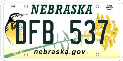 NE license plate DFB537