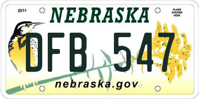 NE license plate DFB547