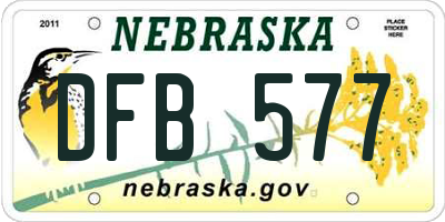 NE license plate DFB577