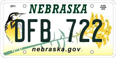 NE license plate DFB722