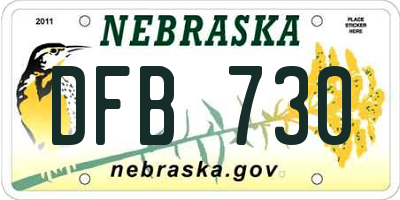 NE license plate DFB730