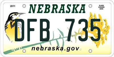 NE license plate DFB735