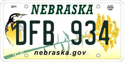 NE license plate DFB934