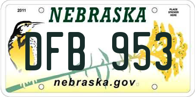 NE license plate DFB953