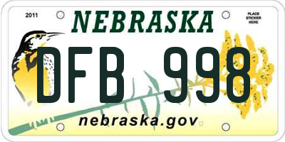 NE license plate DFB998
