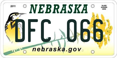 NE license plate DFC066