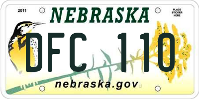 NE license plate DFC110