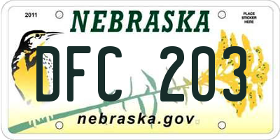 NE license plate DFC203