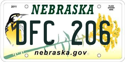 NE license plate DFC206