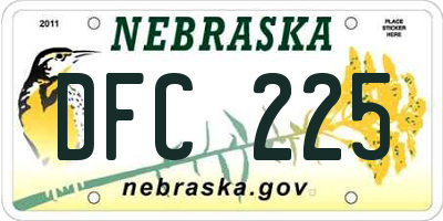 NE license plate DFC225