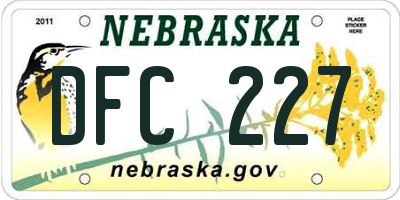 NE license plate DFC227