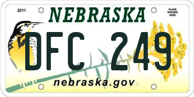 NE license plate DFC249