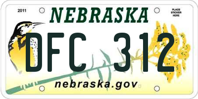 NE license plate DFC312