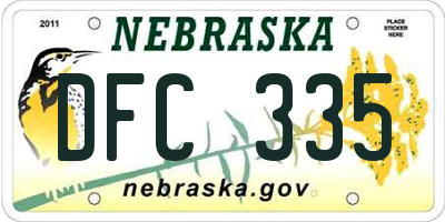 NE license plate DFC335