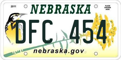 NE license plate DFC454