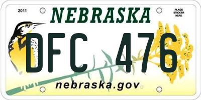 NE license plate DFC476