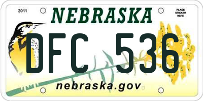 NE license plate DFC536