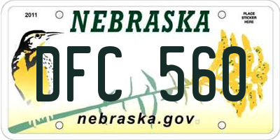 NE license plate DFC560