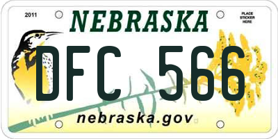 NE license plate DFC566