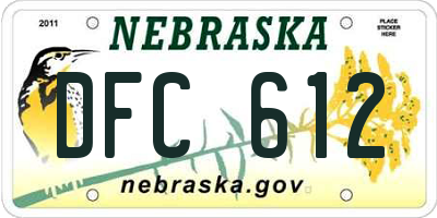 NE license plate DFC612