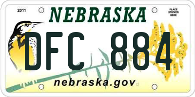 NE license plate DFC884